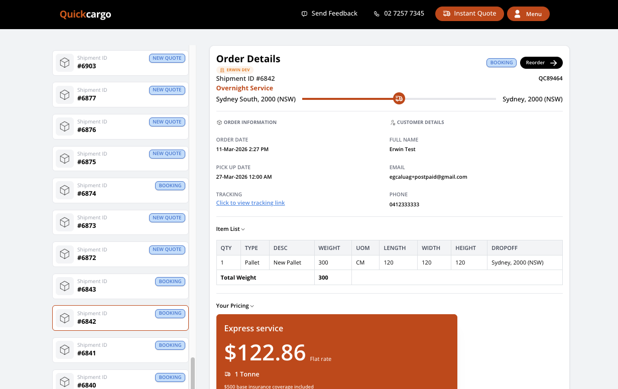 Book and manage your freight from one dashboard